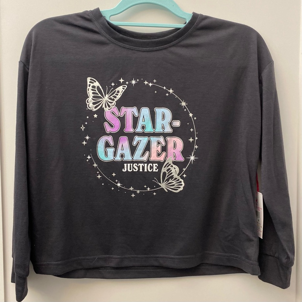 Justice Black Stargazer Long sleeve Tshirt with Pastel Accents